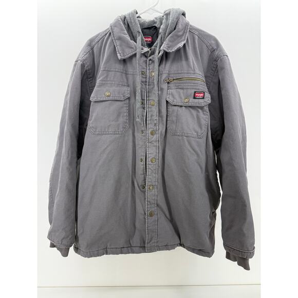 Wrangler Grey Quilted Hooded Work Jacket - Picture 1 of 6